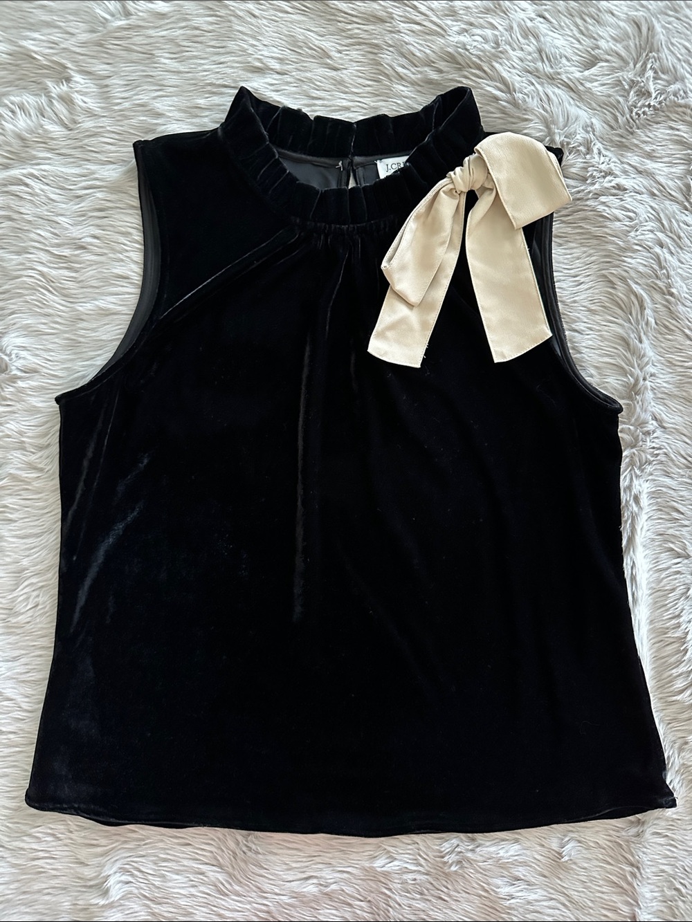 J.Crew Factory Velvet Bow Top